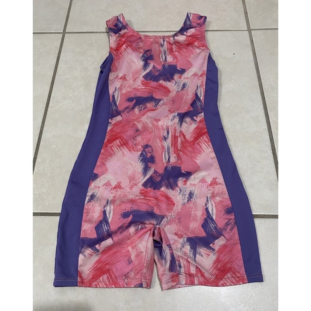 3/$15 SALE - More Than Magic Pink/Purple Print Leopard Gymnastic Girls Sz M 7/8